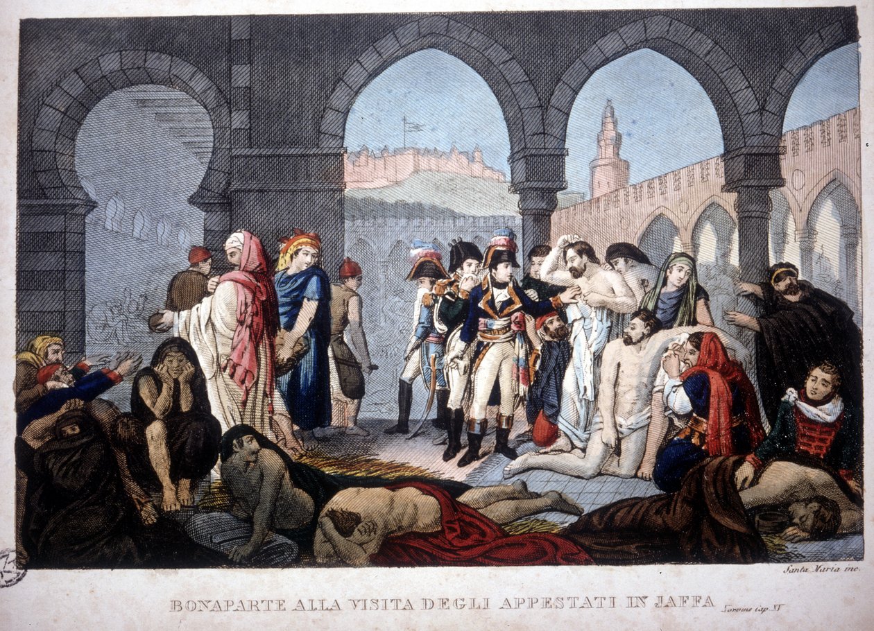 Egyiptom hadjárata (expedíciója) (1798-1801): Napóleon látogatása a Jaffa pestiferesnél Egyiptomban, 1800 körül. alkotó: Unknown artist