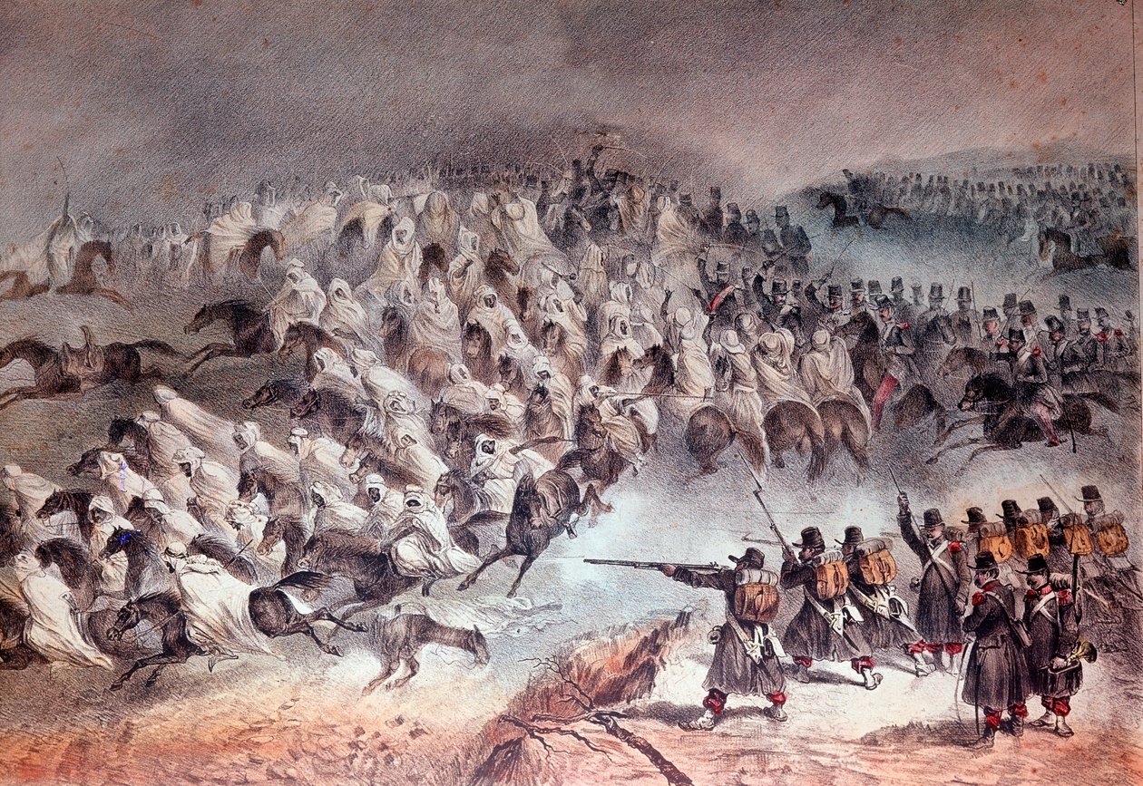 Algériai hadjárat, Konstantin meghódítása: a francia hadsereg visszavonulása Sidi-Tamtamban, 1836. november 27. (Litográfia alkotó: Unknown artist