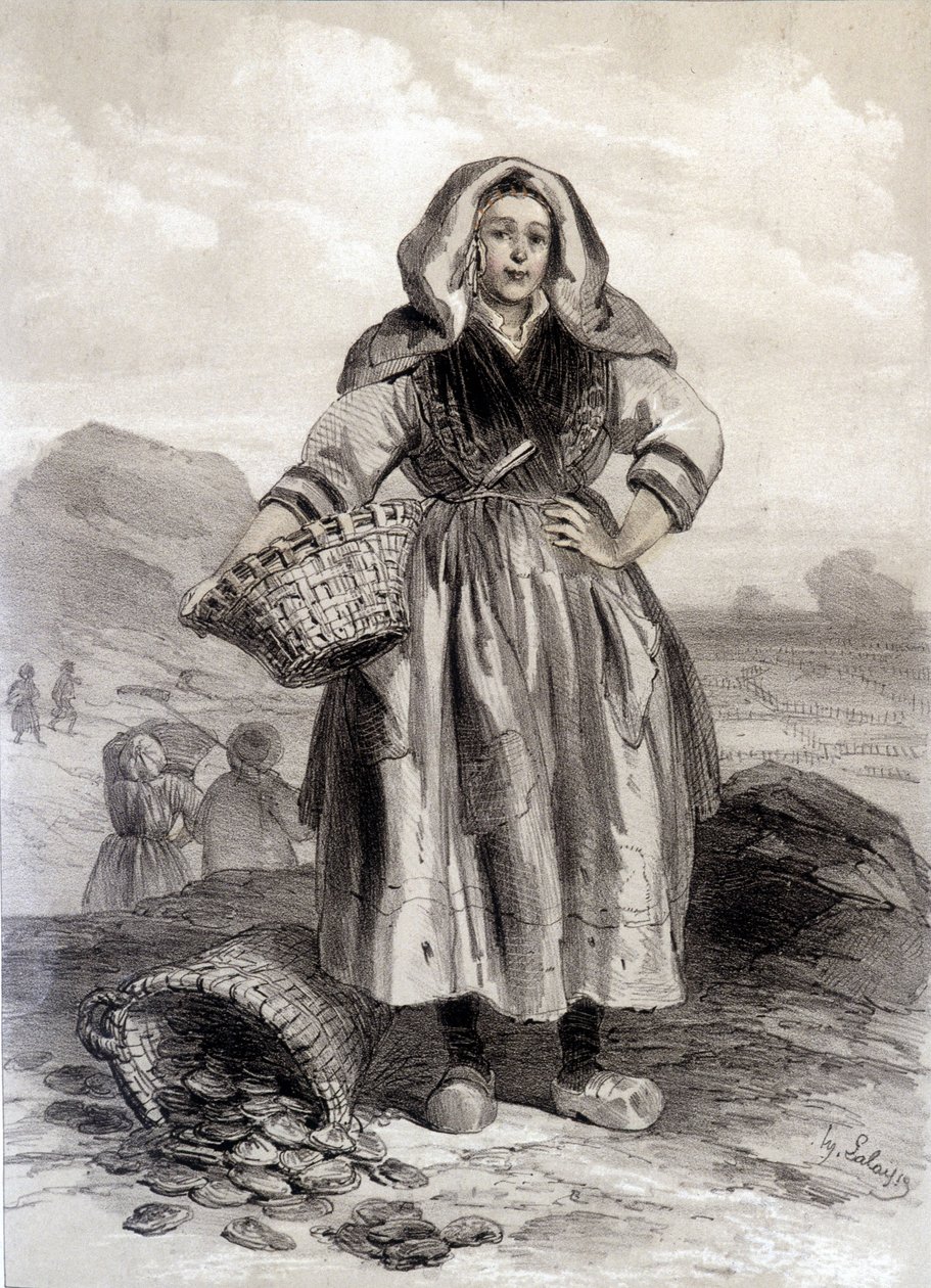 Cancale Oyster Fisherman - litográfia alkotó: Unknown artist