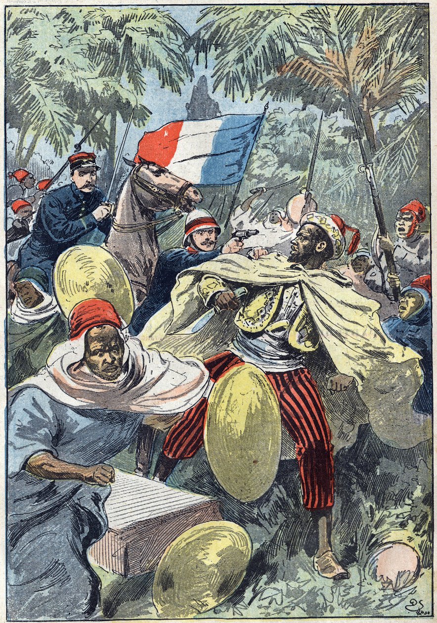 Samory Toure (körülbelül 1830-1900), szudáni vezető és az afrikai francia gyarmatosítás ellenfele elfogása Gouraud kapitány és Jacquin hadnagy által. Szudán alkotó: Unknown artist