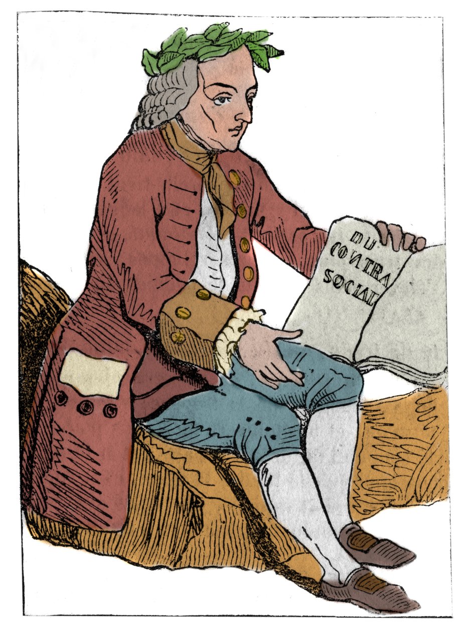 A Francia Köztársaság kártyajátéka (1793) az Országos Konventben 1792. 09. 21-én, a királyságok bukása után megjelent: a filozófus karaktere Jean-Jacques (Jean Jacques) Rousseau vonásai alatt „” a társadalmi szerződés” (1712-1778) alkotó: Unknown artist