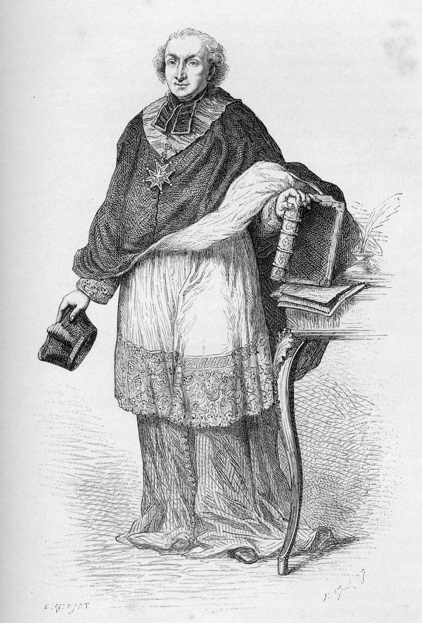 Etienne-Charles de Lomenie de Brienne bíboros - Etienne de Lomenie de Brienne (1727-1794), francia elöljáró és politikus - - metszet a „Franciaország története az unokáimnak mesélt” című könyvéből - Francois Guizot - 1872-1876 alkotó: Unknown artist