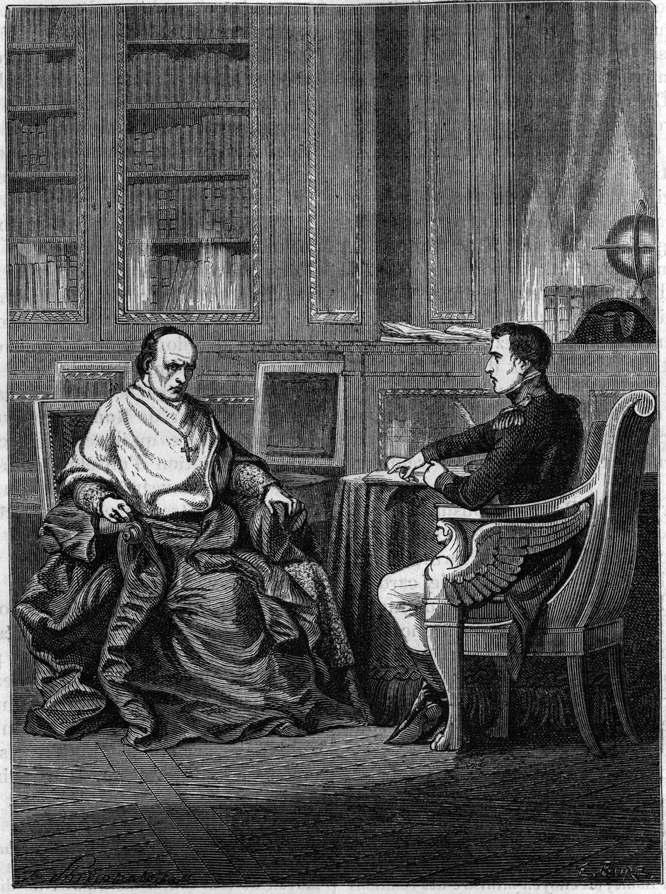 Pius által Párizsban legatnak nevezett Giambattista Caprara bíborost 1801-ben Bonaparte Napóleon fogadta Malmaisonban. alkotó: Unknown artist