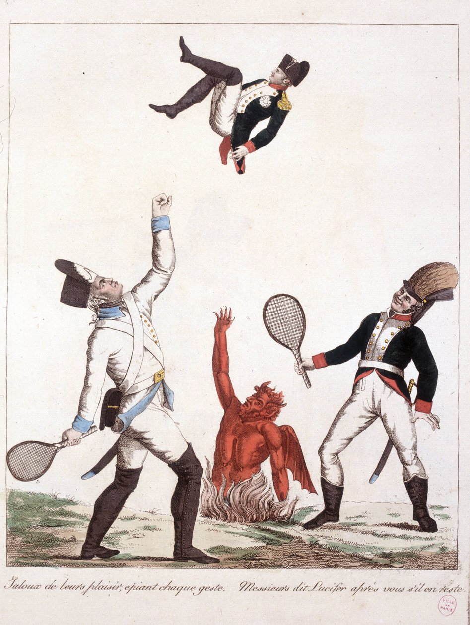 Rajzfilm Napóleon Bonaparte-ról - I. Napóleonban, karikatúrák, bábugyűjtemény. 1814 - 1815. B.H.V.P. alkotó: Unknown artist