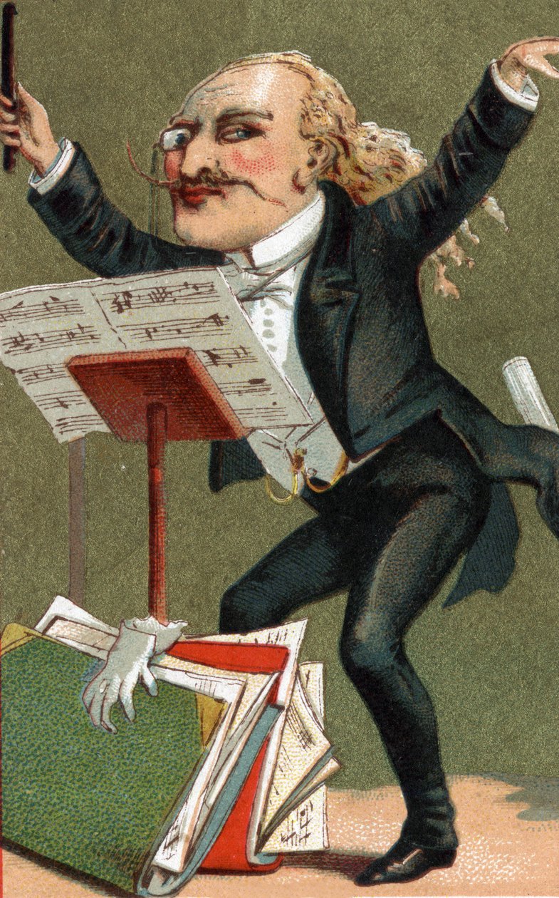 Karmester karikatúrája a 19. század végén. alkotó: Unknown artist