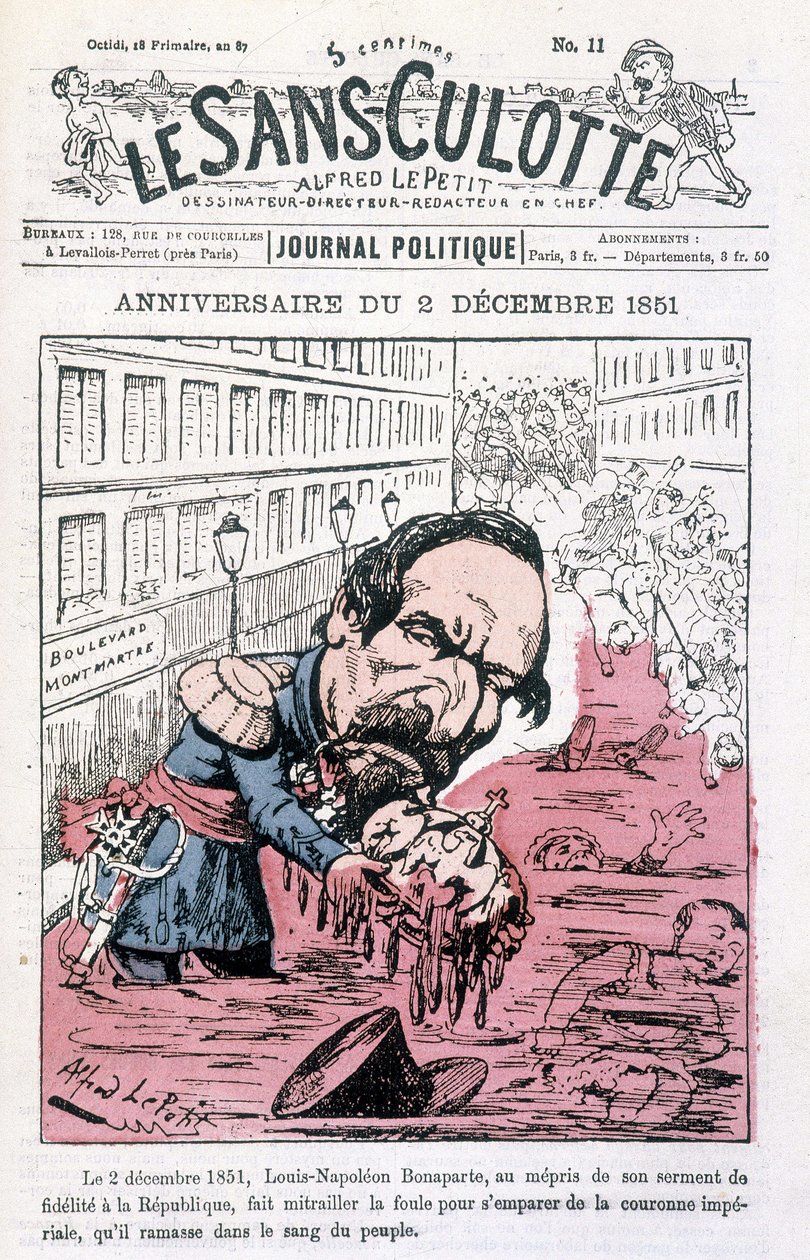 Rajzfilm III. Napóleon 1851. december 2-i puccsáról – a „Le sans-panlotte”-ban” alkotó: Unknown artist