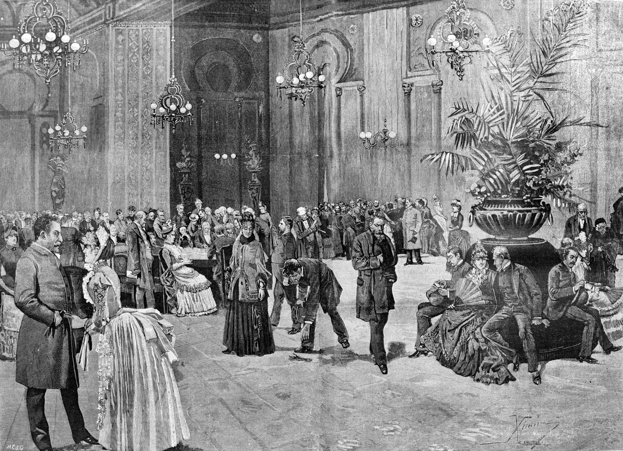 Monte Carlo kaszinóterme, Monaco. 19. századi metszet alkotó: Unknown artist