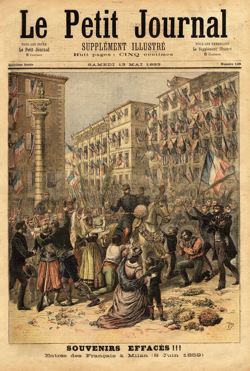 A napóleoni hadsereg bevonulásának ünnepe Milánóban június 8-án alkotó: Unknown artist