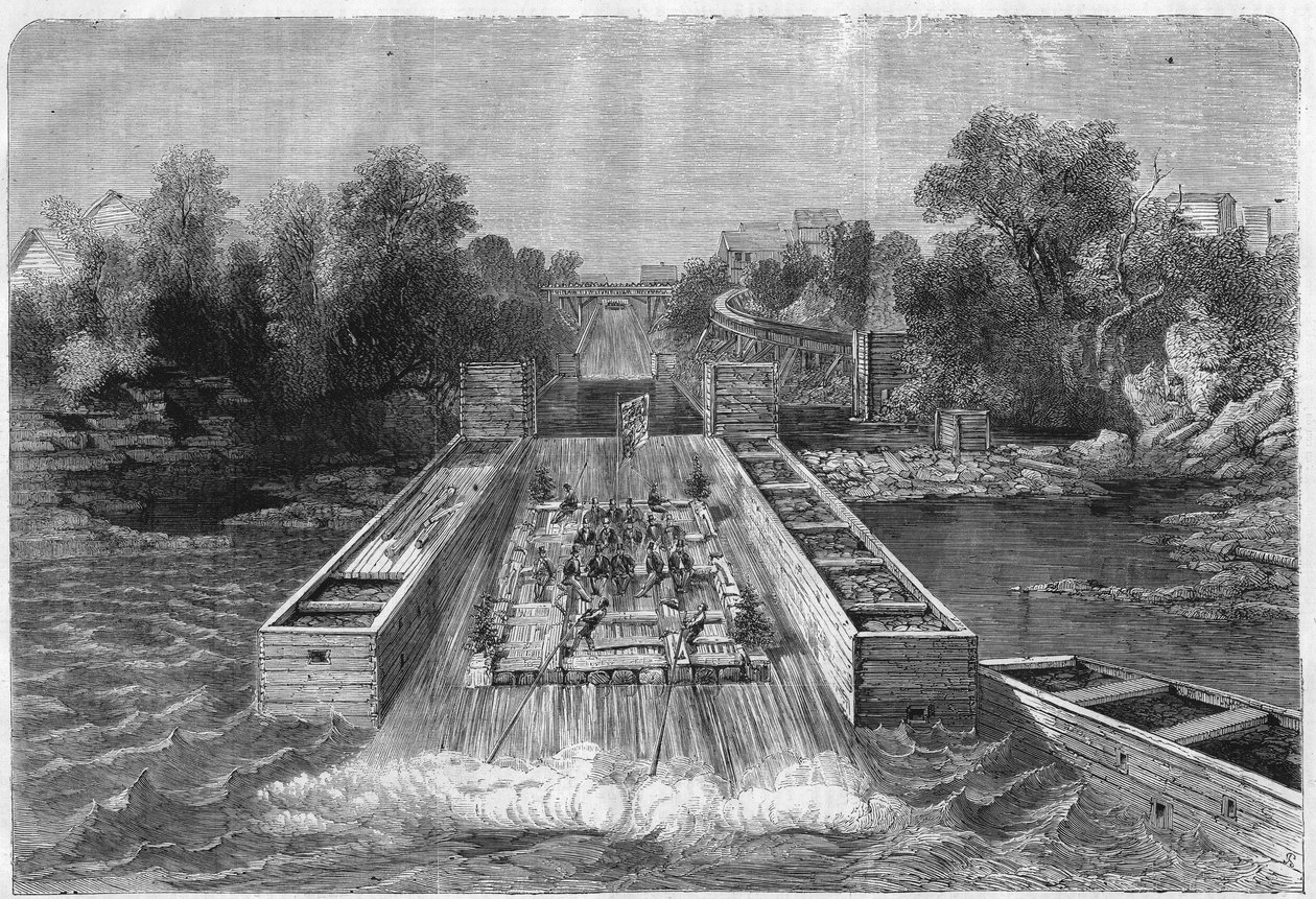 Charles Stanley Monck (1819-1894), Kanada első főkormányzója, aki ellátogatott az Ottowa-vízeséshez Felső-Kanadában. Metszet „” L