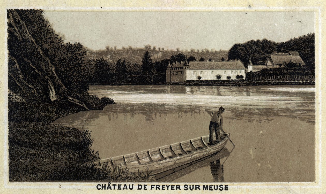 Chateau de Freyr sur Meuse (Freyr-Sur-Meuse), Belgium. A 19. század végének kromolitográfiája. alkotó: Unknown artist