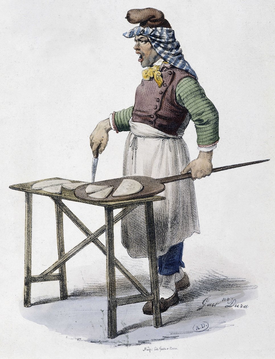 Sajtkereskedő Olaszországban - litográfia alkotó: Unknown artist