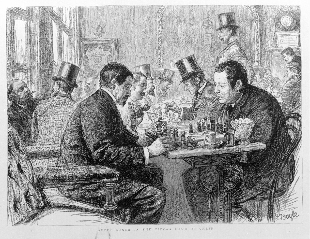 Sakkjátékosok London városában 1890-ben. alkotó: Unknown artist