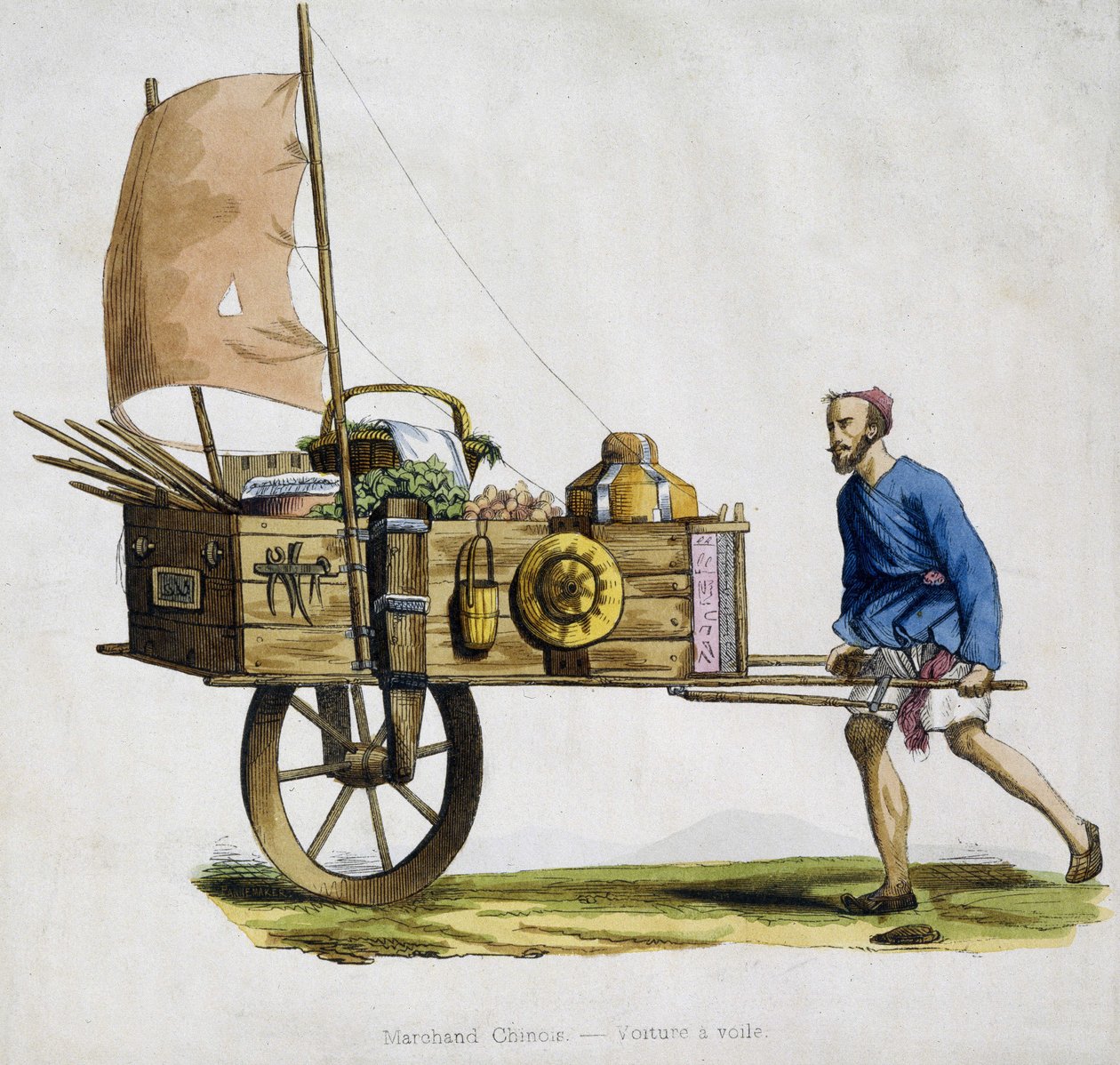 Kínai kereskedő és vitorlás kocsija alkotó: Unknown artist