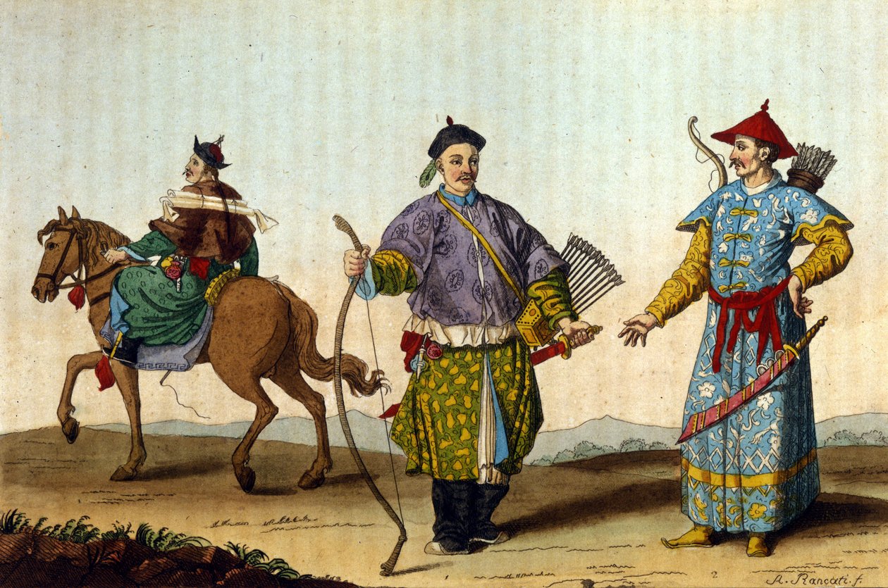 Különböző korok kínai katonai mandarinjai – J. Ferrario „Le costume ancien et moderne”” című művében, szerk. Milánó alkotó: Unknown artist