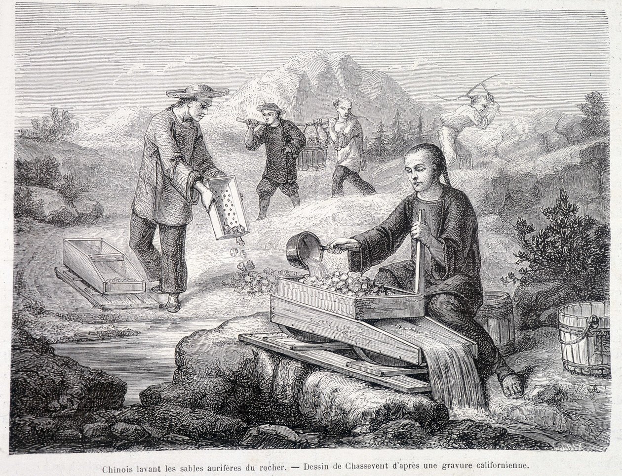 Kínai aranyhomok mosása Kaliforniában alkotó: Unknown artist