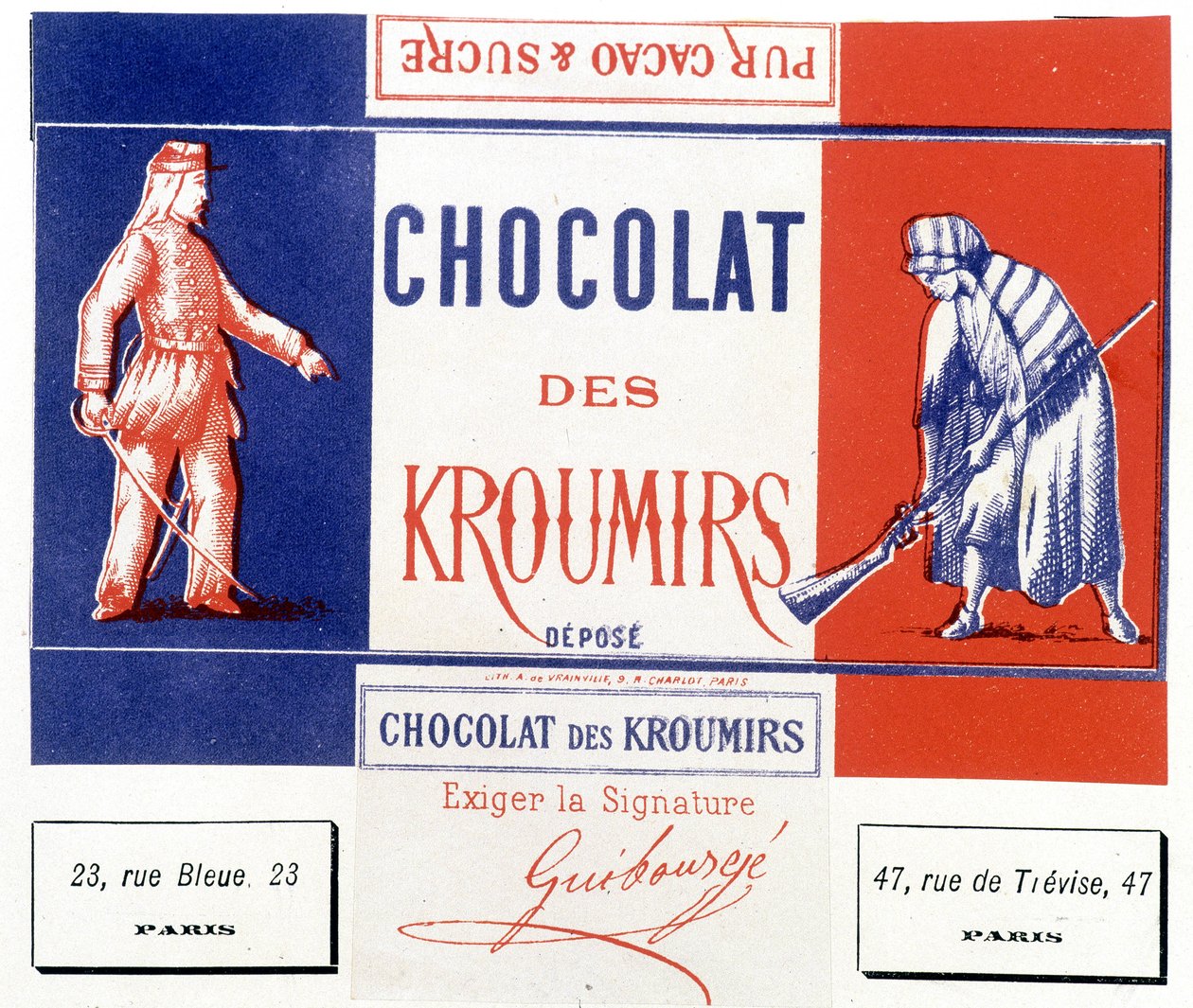Kroumirok csokoládéja. Reklámcímke alkotó: Unknown artist