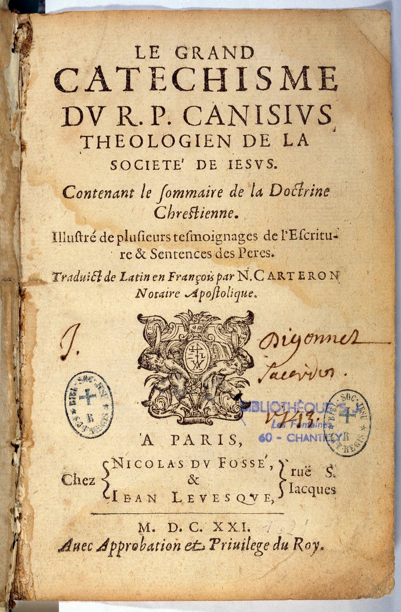 Keresztény vallás: A nagy katekizmus címlapja. Pierre Canisius munkája (17. század) alkotó: Unknown artist