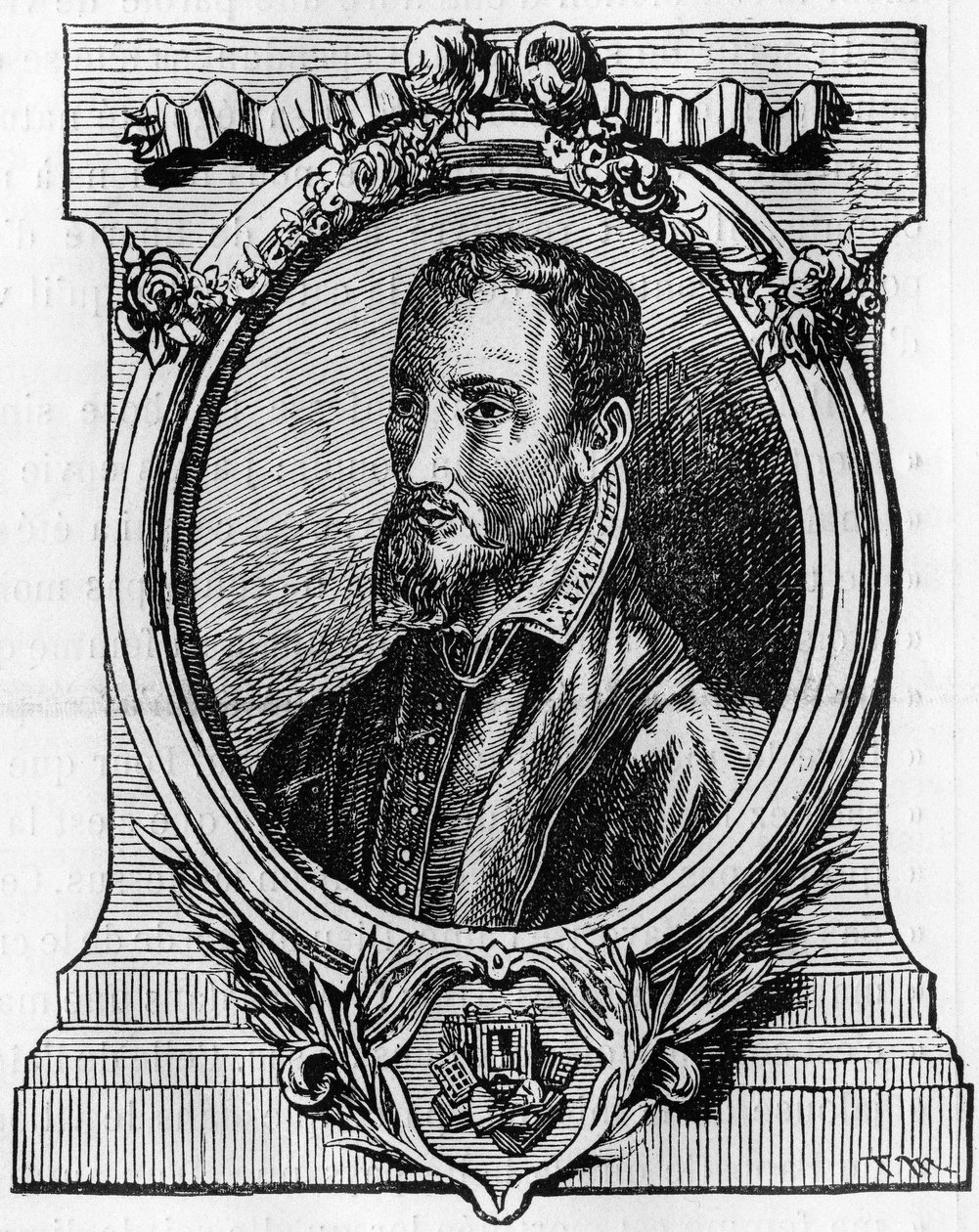 Christophe Plantin. 1514-1589. Francia származású antwerpeni nyomdász. 19. századi metszet. alkotó: Unknown artist