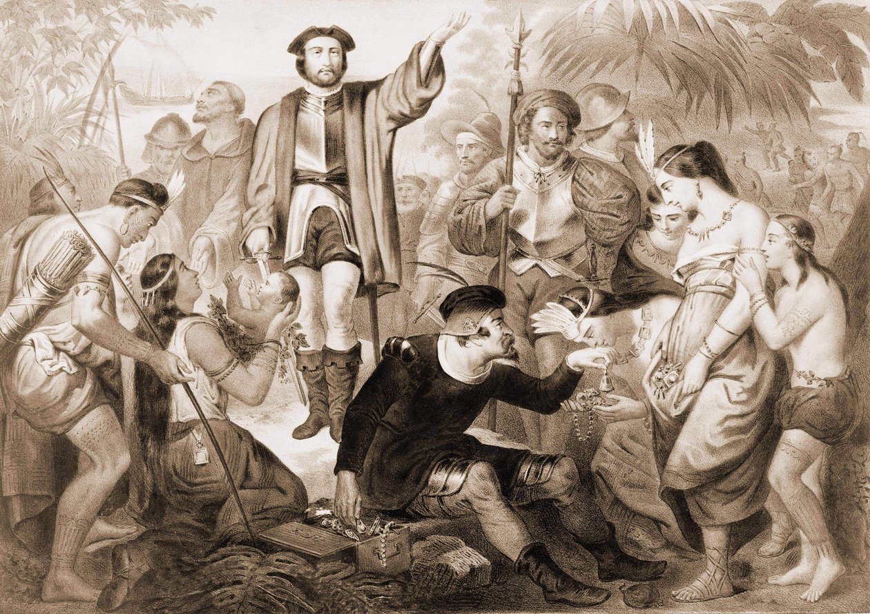 Kolumbusz Kristóf az indiánok között. alkotó: Unknown artist