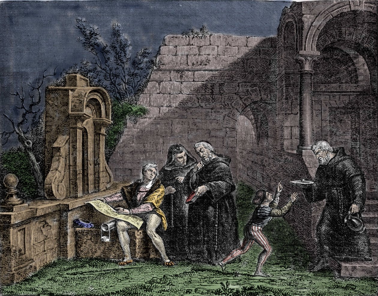 Kolumbusz Kristóf az andalúziai Santa Maria de Rabida kolostorban. alkotó: Unknown artist