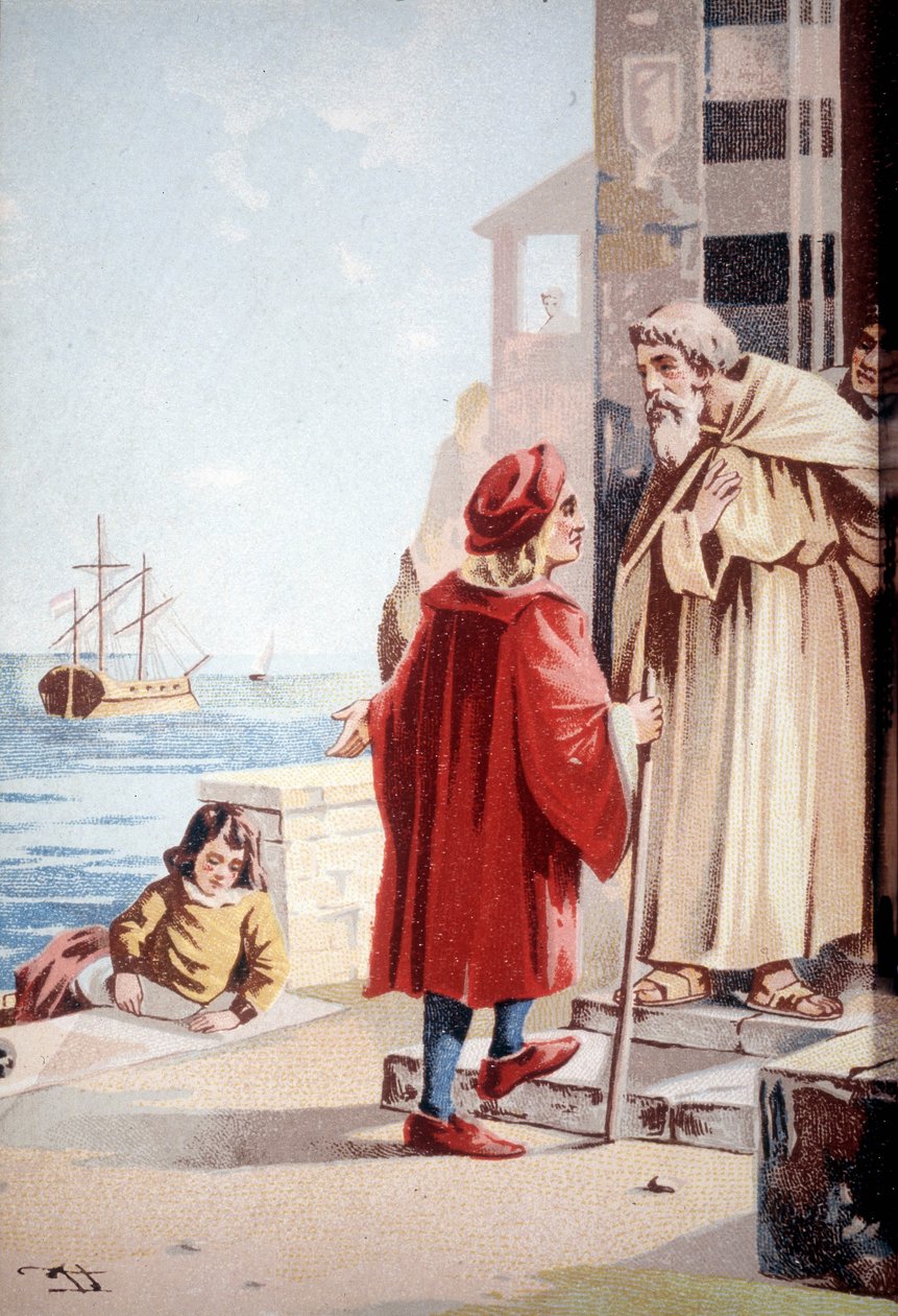 Kolumbusz Kristóf gyermekkora. 19. századi kromolitográfia. alkotó: Unknown artist