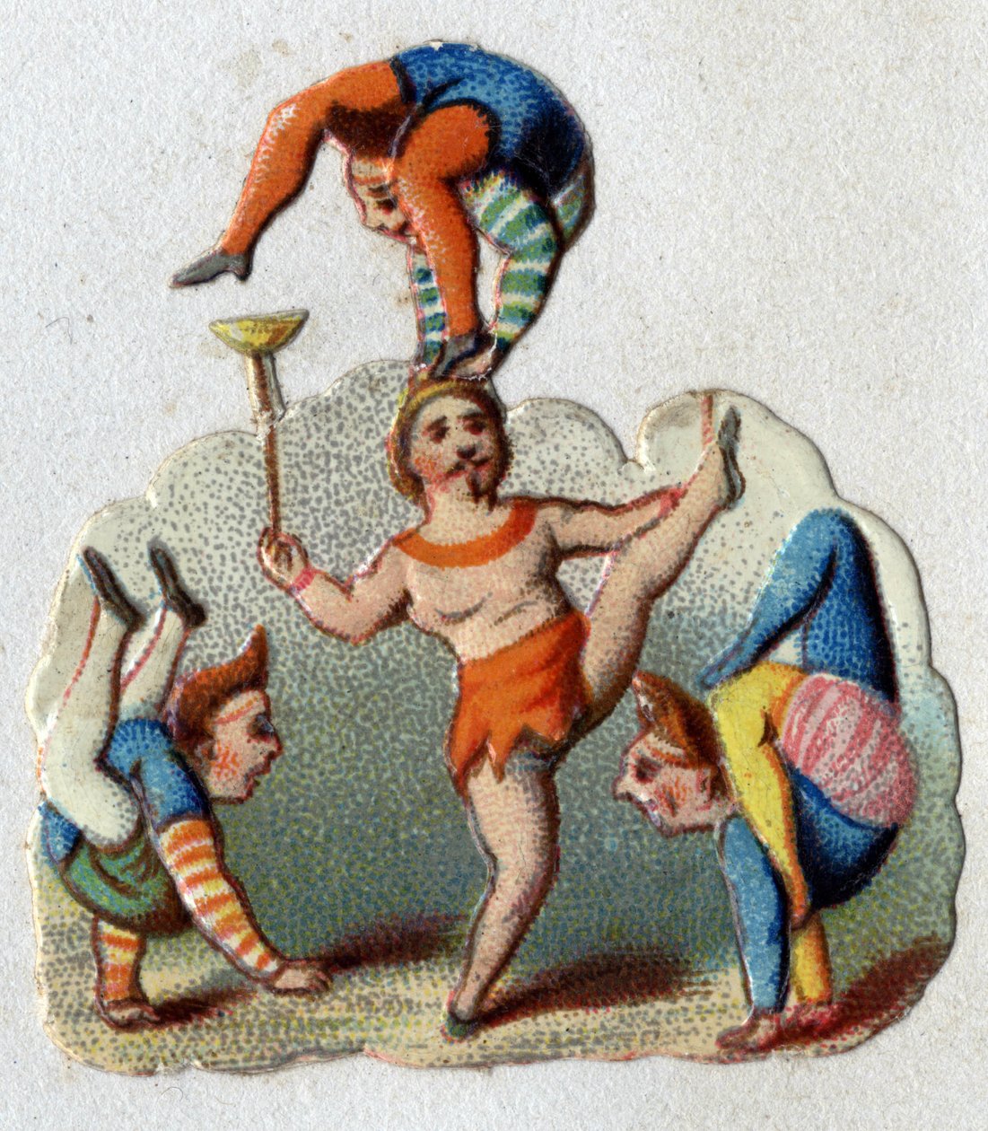 Cirkusz: kontorzók és egyensúlyozók egy számot végrehajtva. alkotó: Unknown artist