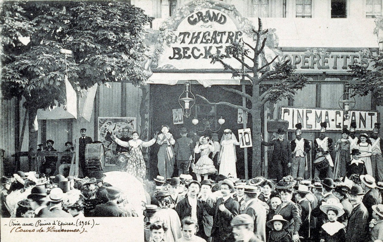 Cirkuszi előadás a párizsi Grand Theatre Becker előtt 1906-ban (fotó) alkotó: Unknown Artist