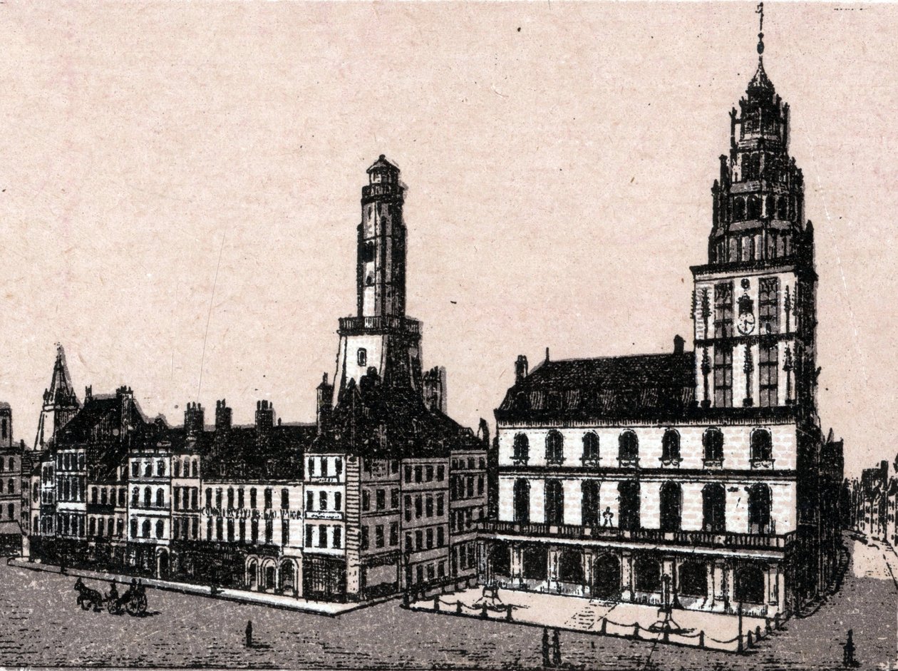 Calais városa: régi világítótorony és városháza a „” A világ 168 nézetet illusztrál”” Keltezés nélküli (XIX. század vége) alkotó: Unknown artist