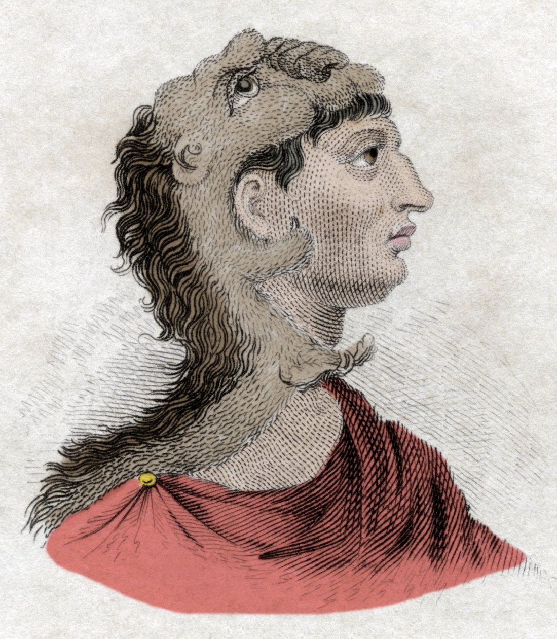 Az ókor civilizációja: II. Fülöp macedón király (Kr. e. 382-336), Nagy Sándor apja portréja. századi metszet. alkotó: Unknown artist