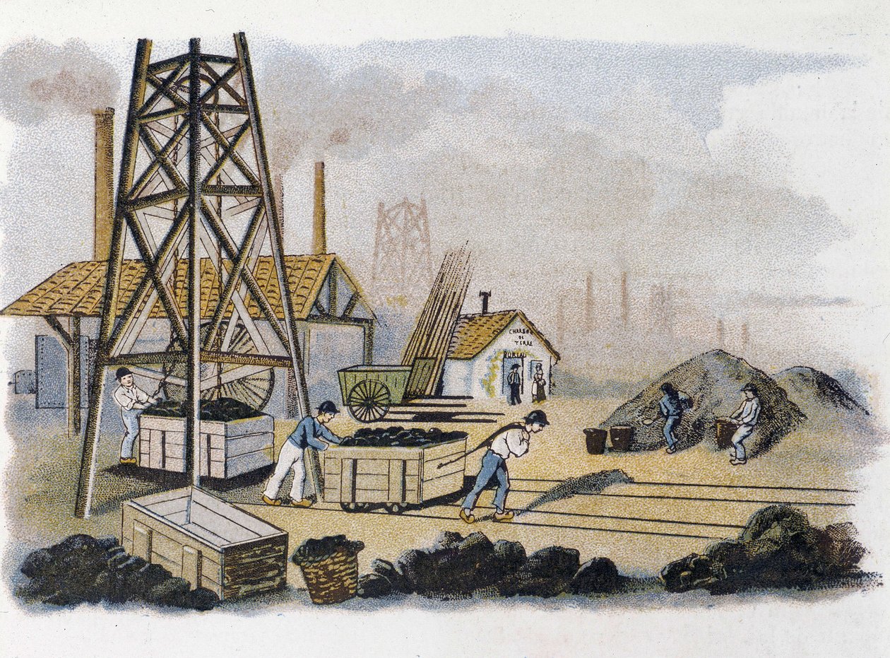 Szénbánya: szén szállítása a partra, Franciaország alkotó: Unknown artist