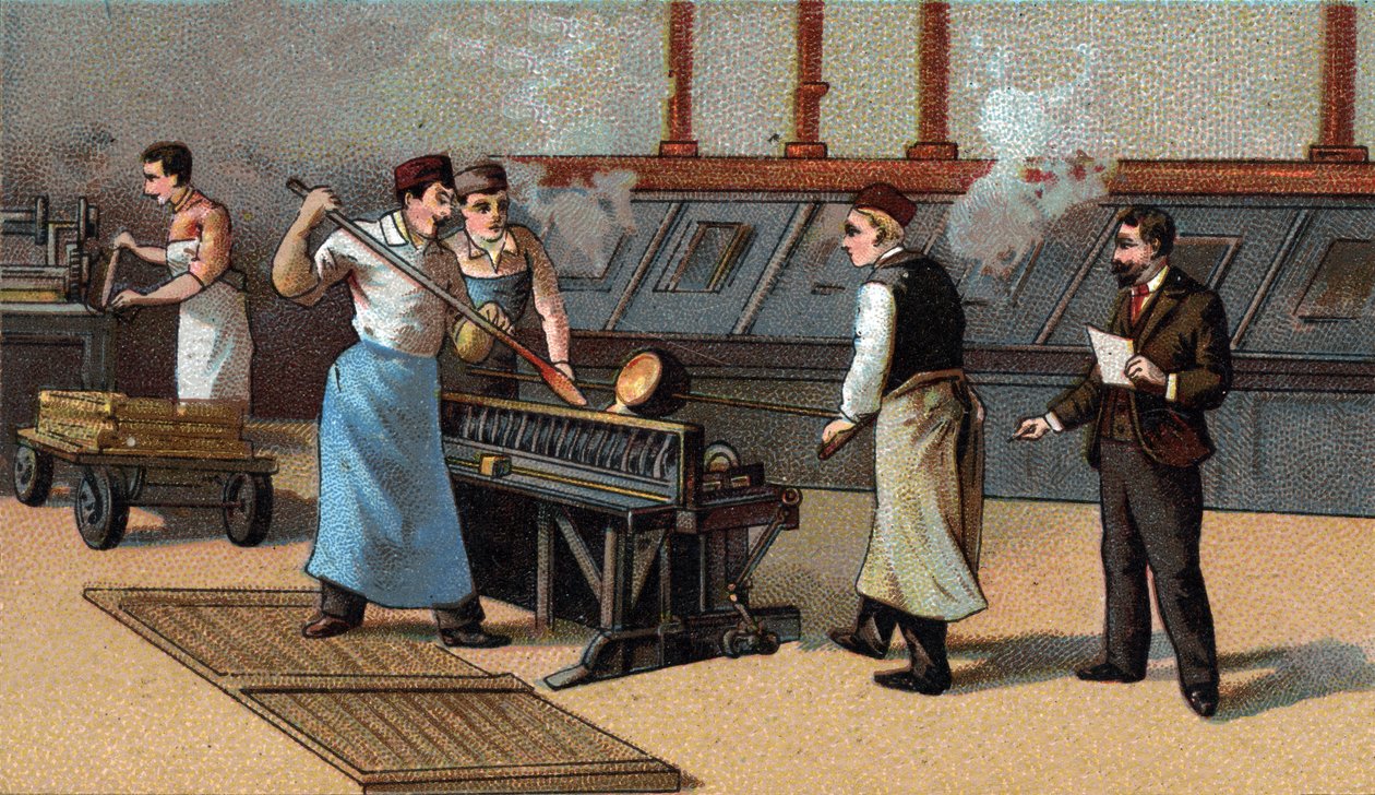 Érmekészítés, arany pengék. század végi kromolitográfiája alkotó: Unknown artist
