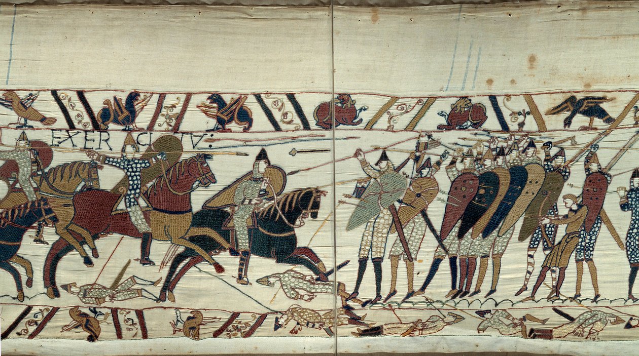 Hódító Vilmos (1027-1087) 1066-os Hódító Anglia meghódítása, harci jelenet a normann lovasság között, akik megrakodják II. Harold angol király szász gyalogságát alkotó: Unknown artist