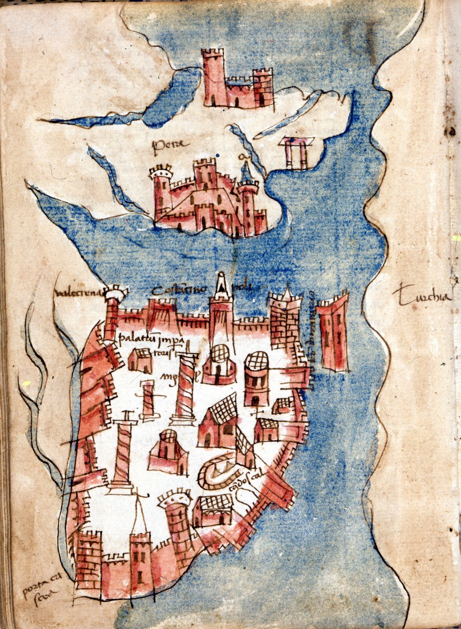 Konstantinápoly, 15. századi Velence kéziratos térképe. alkotó: Unknown artist
