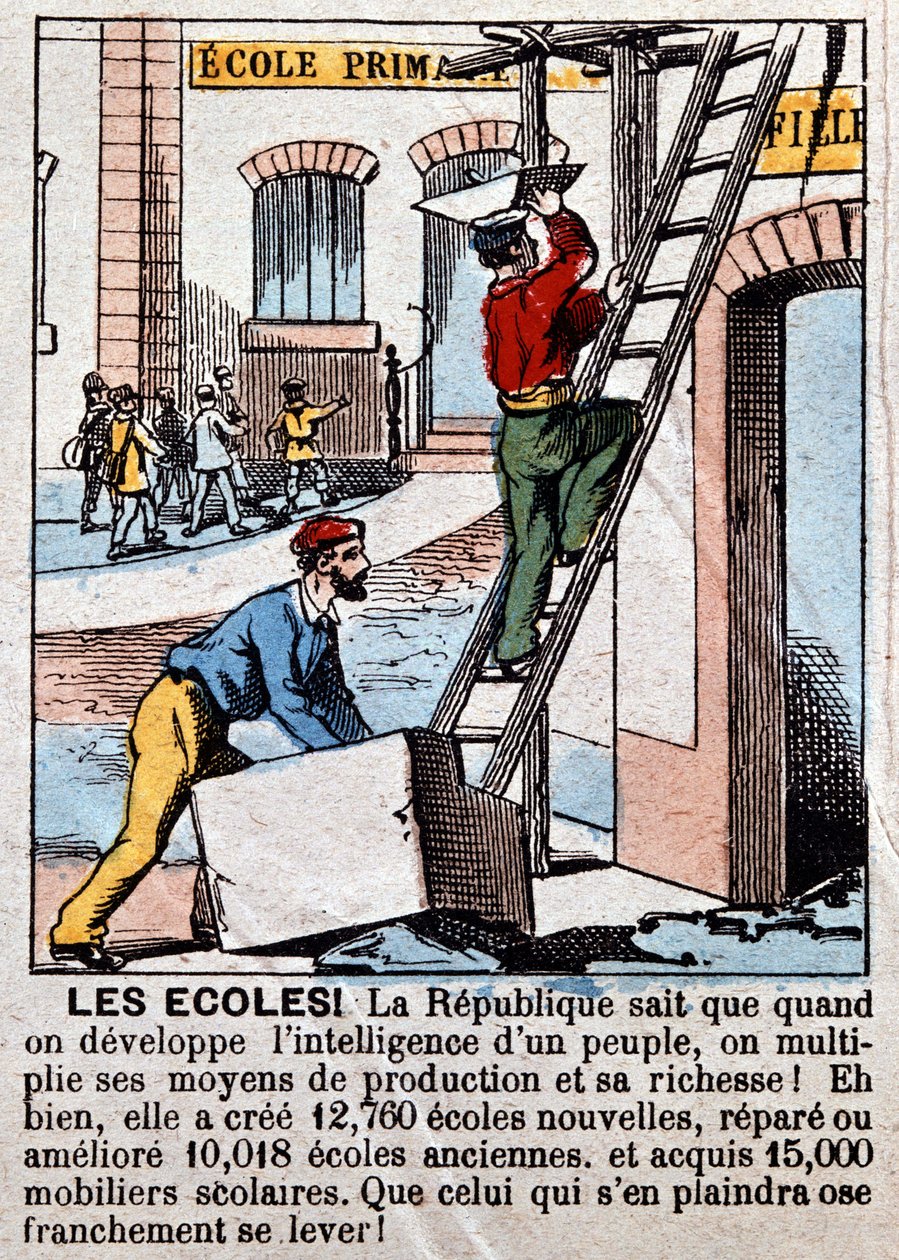Iskolák építése munkások által - a Le Figaro-ban, 1889. március. alkotó: Unknown artist