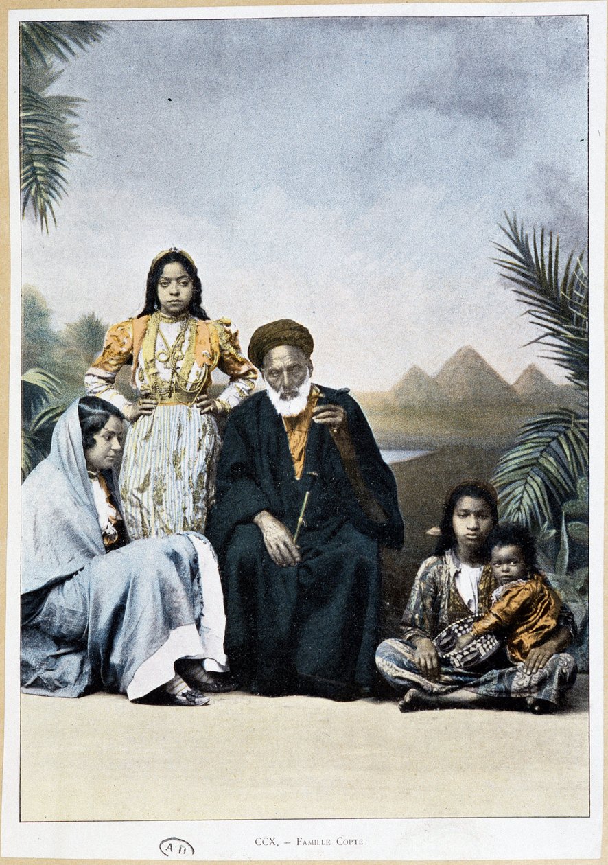 Kopt család Egyiptomban - fotokróm, 19. század vége alkotó: Unknown artist