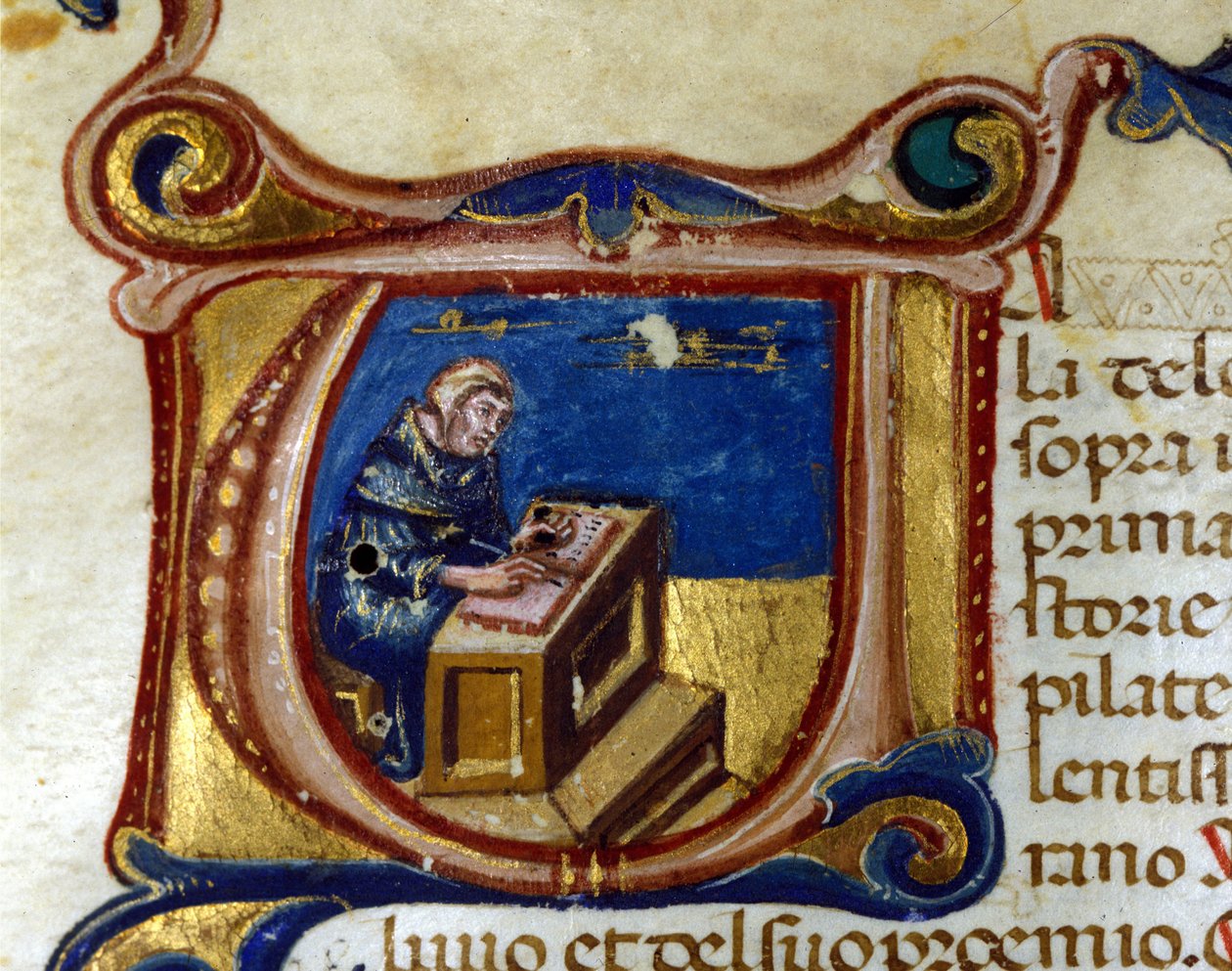 Másoló szerzetes scriptoriumában, az Illuminure-ban alkotó: Unknown artist