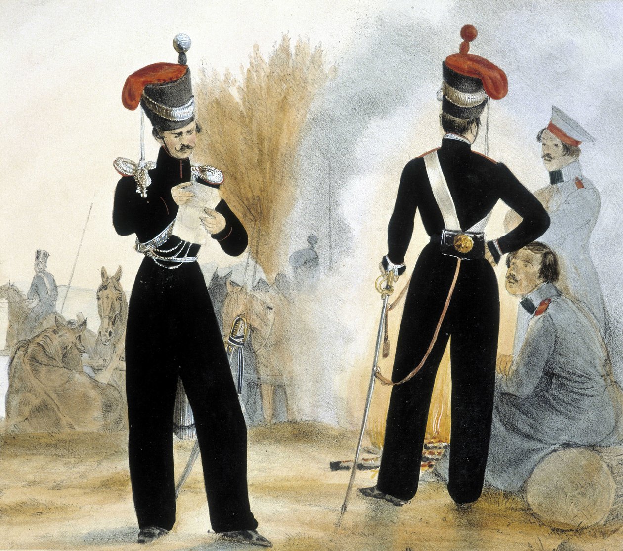 A kis Oroszország kozák katonái 1840 körül. alkotó: Unknown artist