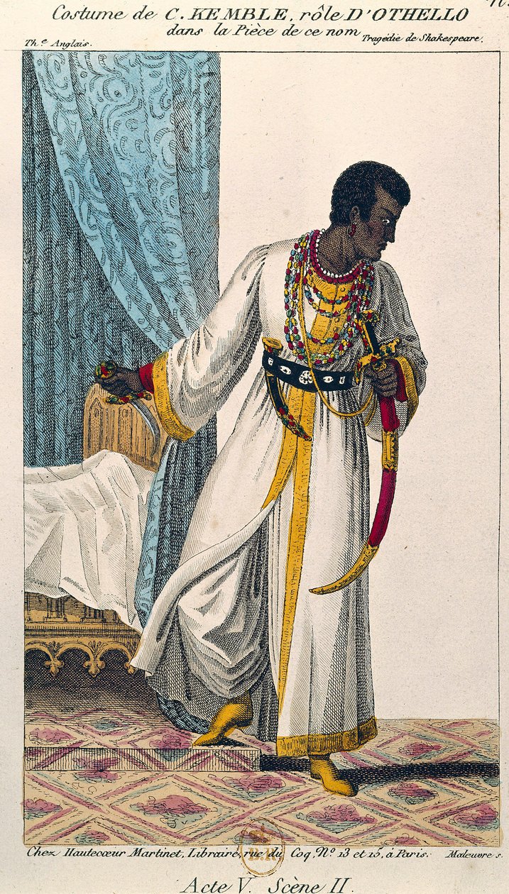 Charles Kemble (1775-1854) komikus jelmeze William Shakespeare (1564-1616) azonos című darabjában, Othello szerepében, 19. századi Párizs. B N alkotó: Unknown artist