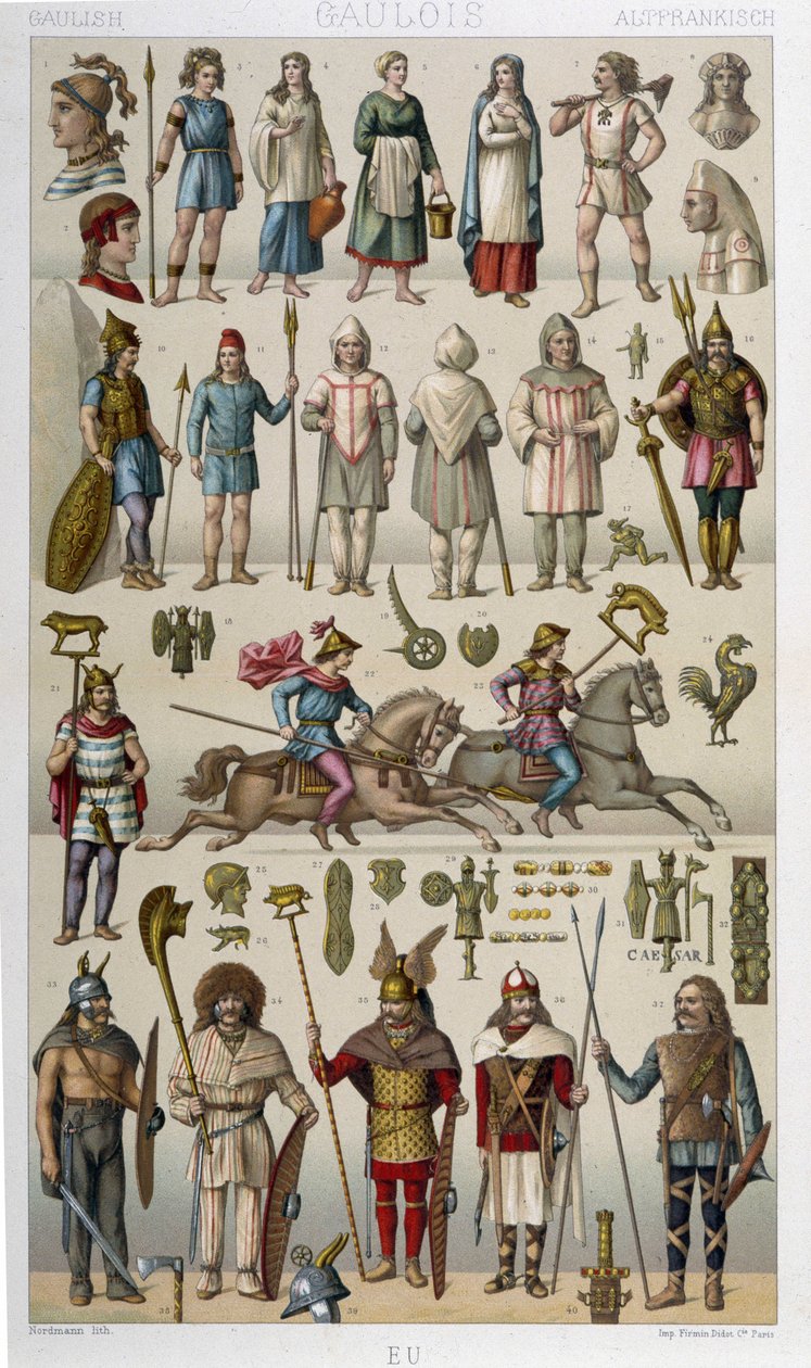 A gallok és harcosaik jelmezei, páncéljai és fegyverei alkotó: Unknown artist