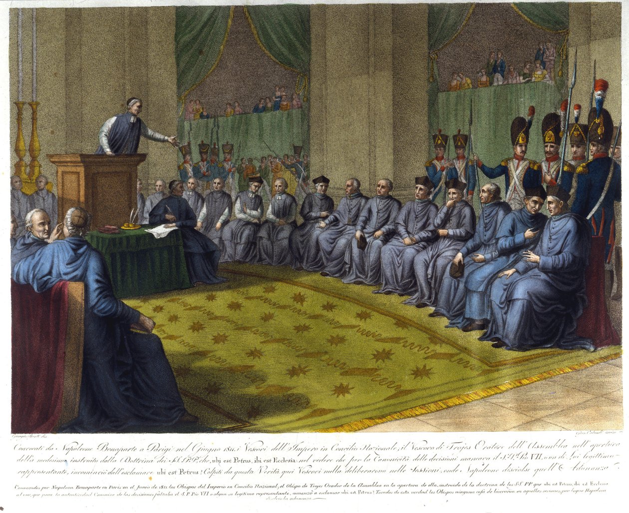 A Birodalom Püspöki Tanácsa, amelyet Bonaparte Napóleon hívott össze Párizsban. 1811. alkotó: Unknown artist