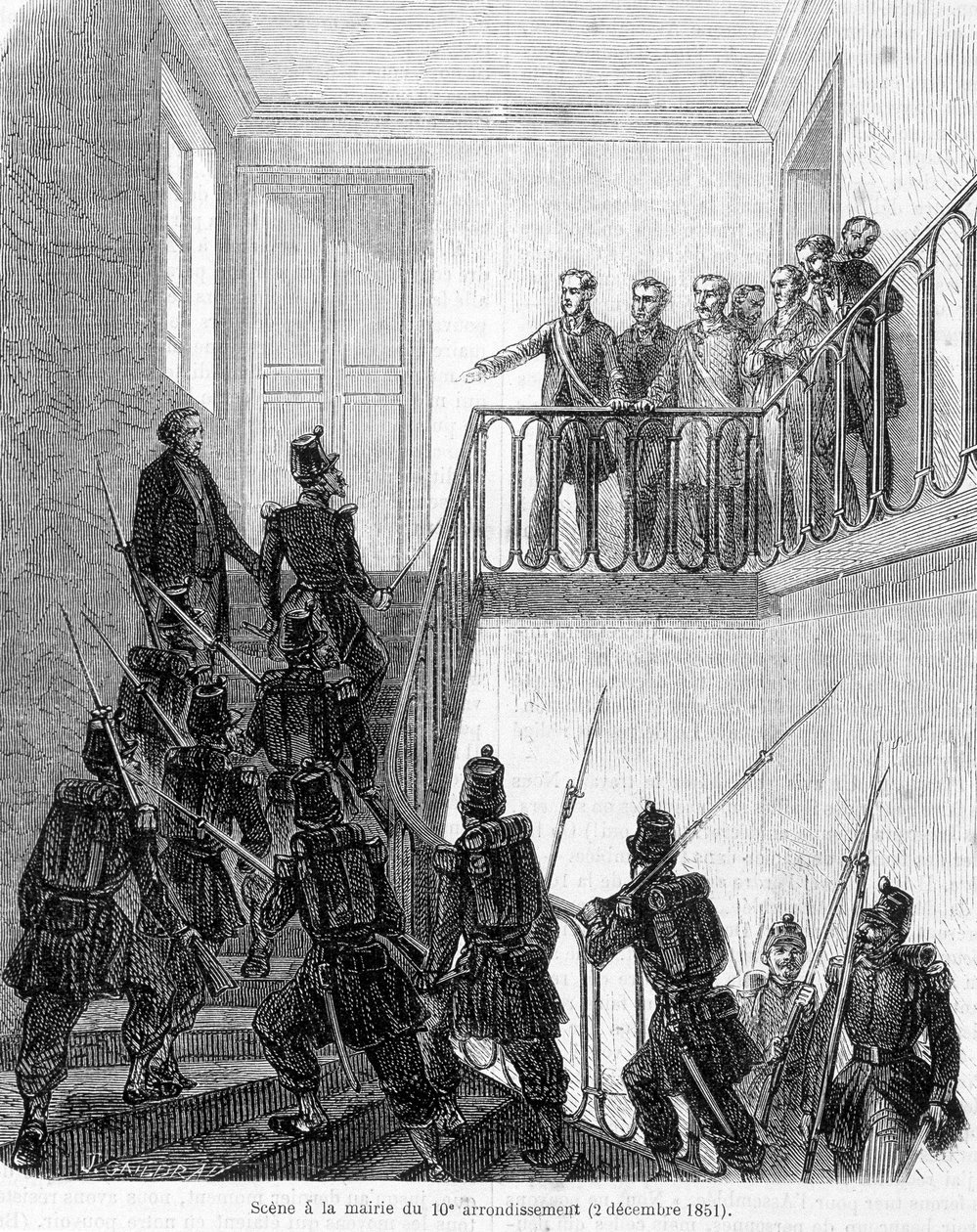 Puccs: képviselők letartóztatása Párizs 10. kerületének városházán 1851. december 2-án. alkotó: Unknown artist
