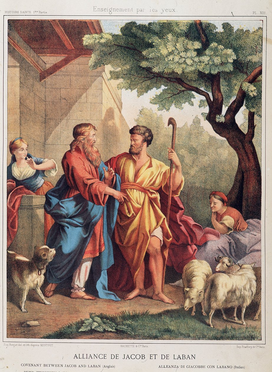 Jákób és Lábán szövetsége a „Szent történelemben”, szerk. Hachette alkotó: Unknown artist
