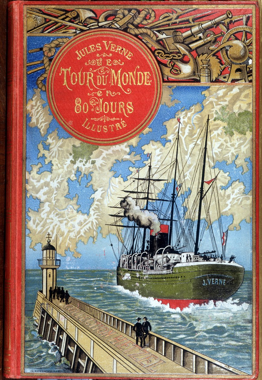 Borító „80 nap alatt a világ körül”, Jules Verne, szerk. Hetzel alkotó: Unknown artist