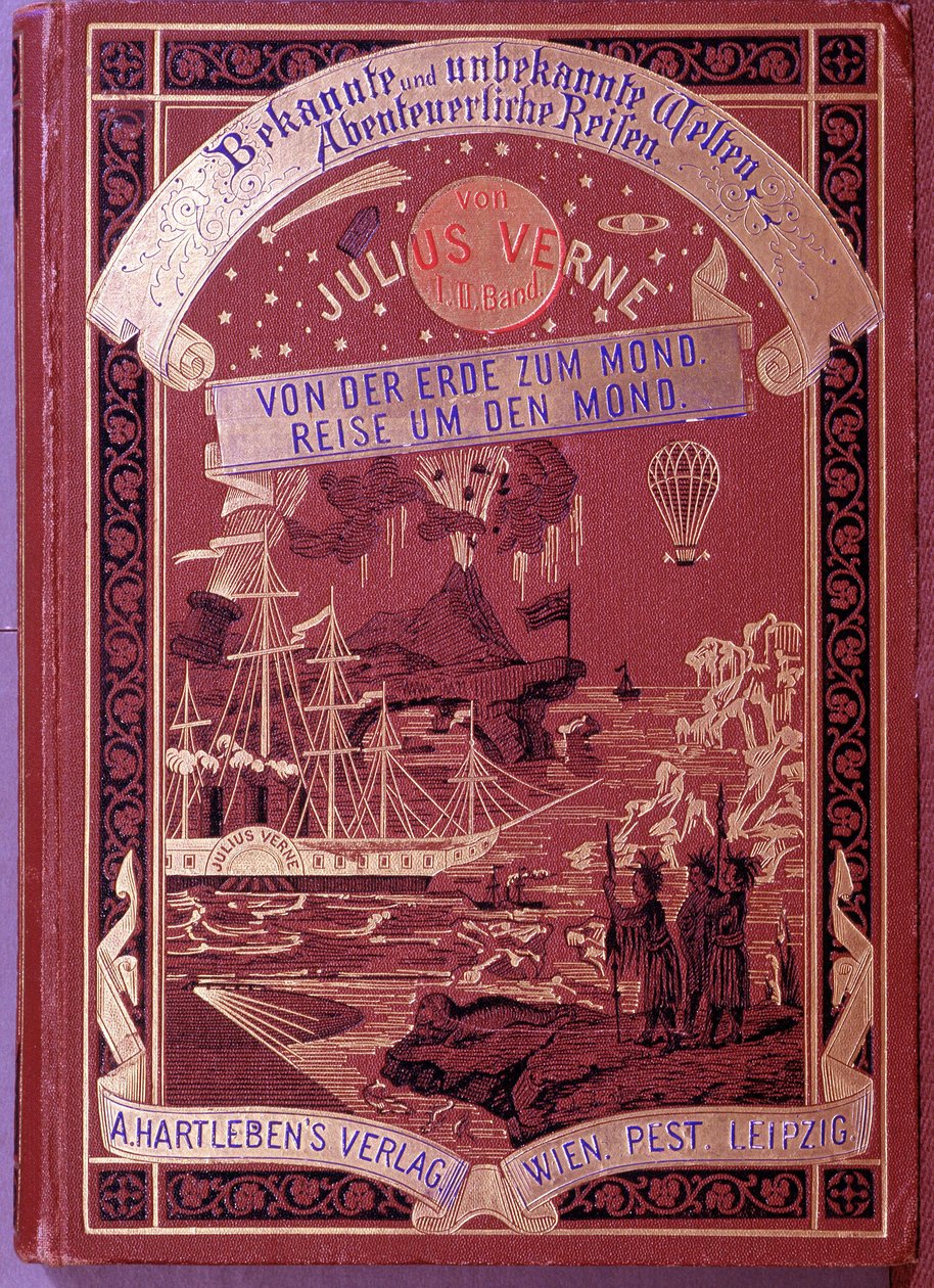 Jules Verne német nyelvű könyvének borítója alkotó: Unknown artist