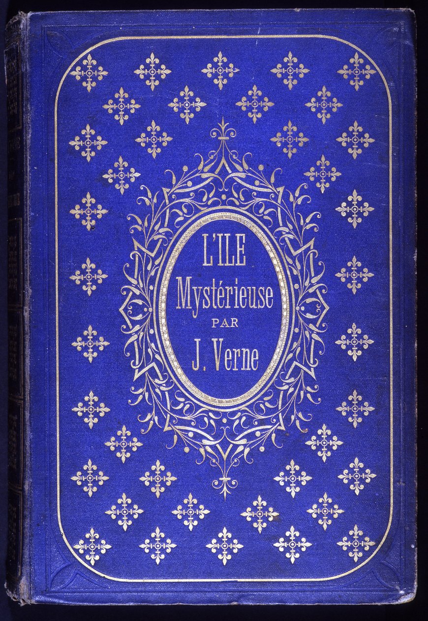 A „A titokzatos sziget” című könyv borítója, Jules Verne regénye alkotó: Unknown artist