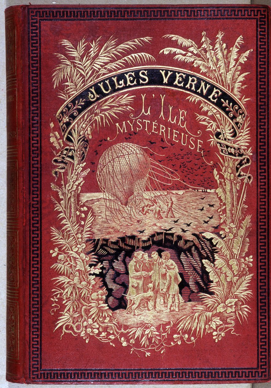 Jules Verne „A titokzatos sziget” című könyvének borítója. alkotó: Unknown artist