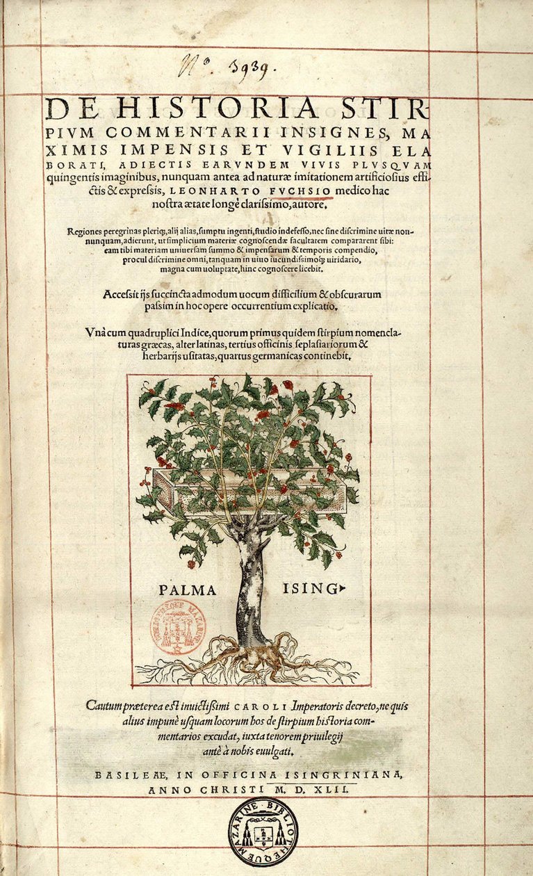 Borítólap: Leonhart Fuchs "A Racine kommentárjainak történetéről,..." alkotó: Unknown artist
