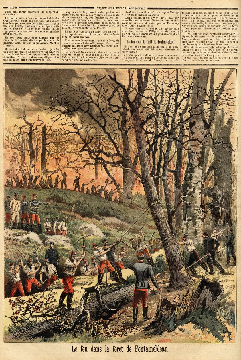Bűntűz a fontainebleau-i erdőben. Metszet a „” Le petit Journal”-ban, 1893.04.22. Selva gyűjteménye. alkotó: Unknown artist