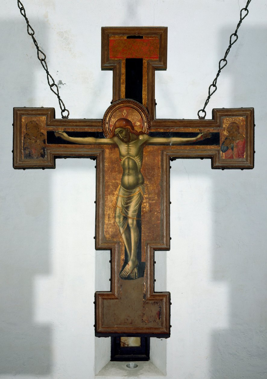 Keresztre feszítés Névtelen fafestmény egy kereszt hátoldalán. 15. századi Varazze, Cappella del Castello Invrea Olaszország alkotó: Unknown artist