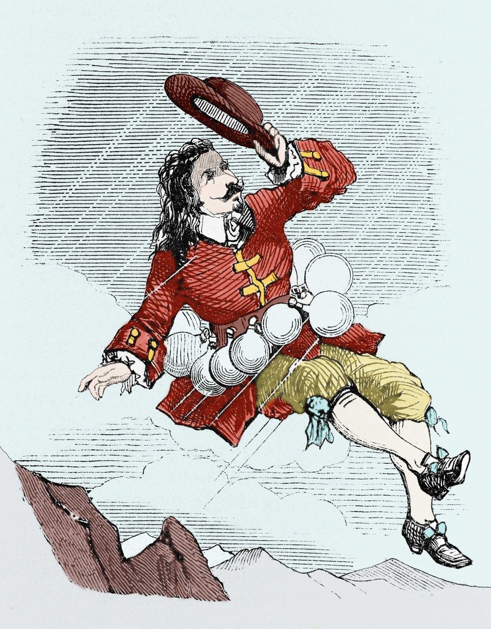 Cyrano de Bergerac fioláinál fogva eltávolítva, illusztráció innen: „A másik világ alkotó: Unknown artist
